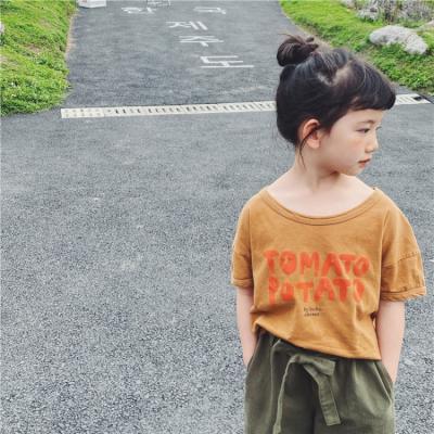 China Sleeve Letter Shorts Cotton Girls Kids Anti-pilling Breathable Fashionable T-shirt For Summer for sale