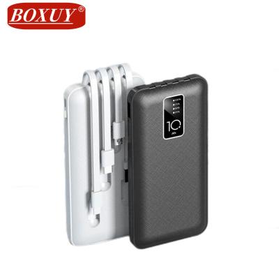 China New arrival fast hot sale portable slim outlet factory support charging fast charger with 3 output input 1 built in cables 20000mah powerbank 10000mah for sale