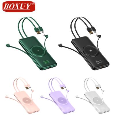 China Factory wholesale price led display set to portable power cable 10000mah wireless charger bank charge wireless power banks for sale