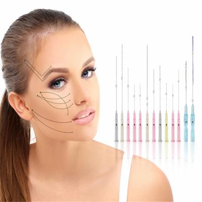 China Korea face lifting collagen tag ring pdo pcl absorbable facial thread with half-blunt L type needle for face lift firming 21g 23g 38mm 60mm for sale