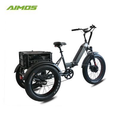 China Aluminum alloy cargo electric tricycle electric bicycle three wheels fat tricycle for adult with big tires for sale