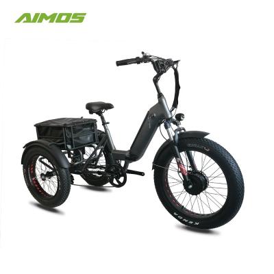 China 2022 aluminum alloy factory 3 wheel electric bicycle with fat tire electric e-bike cargo tricycle shopping tricycle for sale