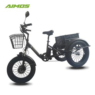 China Aluminum alloy electric 500-750W 3 wheel fat tire mountain tricycle step by electric tricycle for sale