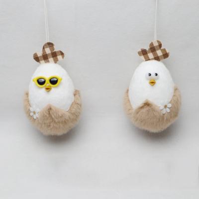 China Festival Decoration Easter Sublimation Hanging Easter Eggs Shaped Toys Chicken Plush Stuffed Animal Toy for sale