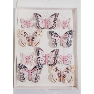 China Europe Boxes Packed 5cm Size Feather Butterfly 8cm Mixed For Home Decoration Artificial Butterfly Decoration for sale