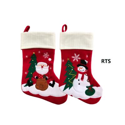 China Embroidery Personalized Party Decoration Christmas Stocking Bag Large Size Candy Christmas Stocking For Gift for sale