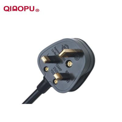 China Qiaopu 220V Residential / General Purpose AC 3 Pin Plug Bs Extension Power Cord With Fuse for sale