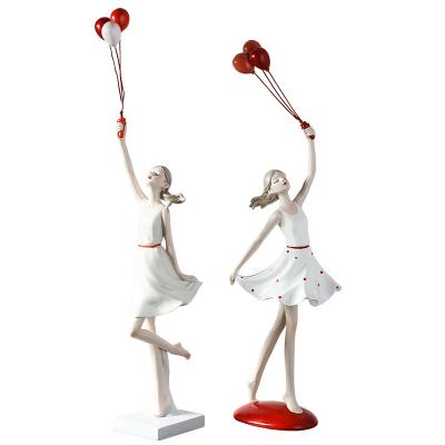 China Modern Cute Resin Balloon Girl Series Home Office Open Statue Decors Ornaments Creative Gift For Home Decoration for sale