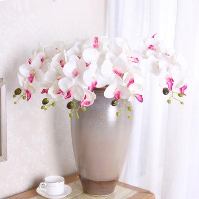 China Wholesale Plastic 7 Heads Orchid Real Touch Real Touch Artificial Flower White Cheap Home Wedding Decoration for sale