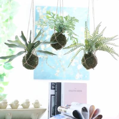 China Mini Lucky Green Decoration Ferns Foam Balls Hang Artificial Pteridophyte Plants For Cafe Hotel Indoor Home Decoration Plant for sale