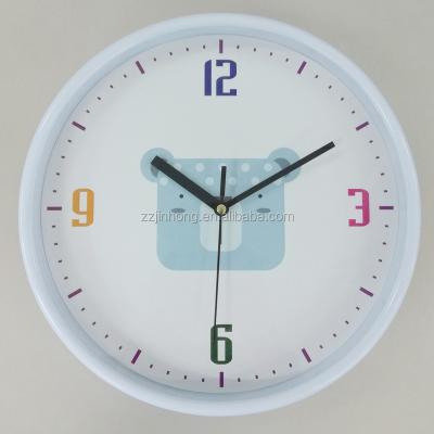 China BRIEF 10inch no flat frame plastic wall clock, promotion round wall clock for sale