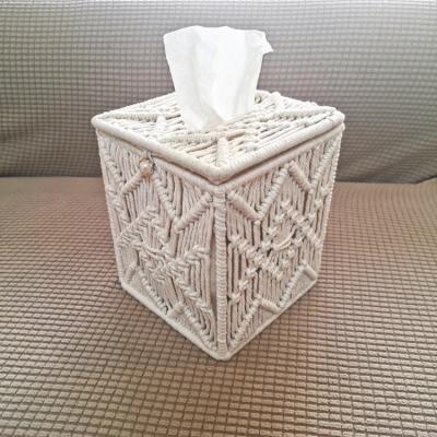 China Contemporary Decorative Paper Towel Holder Rectangular Woven Tissue Box Holder Facial Box Dispenser Rectangular Cover for sale