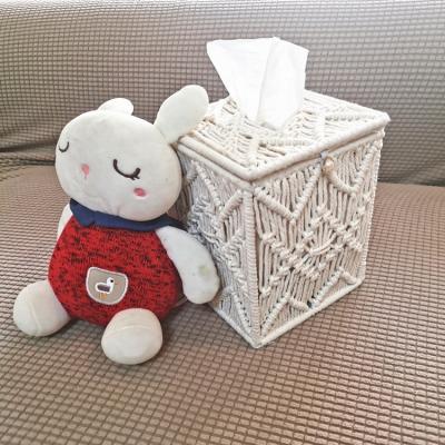 China Contemporary Decorative Napkin Holder Made in China Decorative Macrame Tissue Box Lid Paper Holder for sale