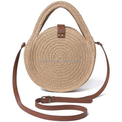 China Japan Style Ladies White Woven Bag, Cotton Rope Handbag Beach Drawstring Shoulder Bag Gift for Lover for sale