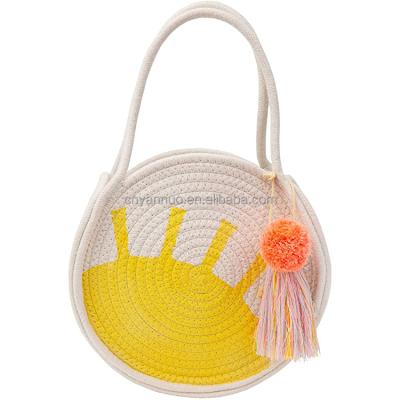 China Japan Style Woven Bag For Women Cotton Rope Handbag Beach Drawstring Shoulder Bag Gift For Lover for sale