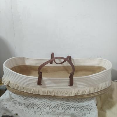 China Hot Selling High Quality Sustainable Cotton Rope Changing Baskets Handmade For Baby Sleep Baby Changing Basket With Foam Pad for sale