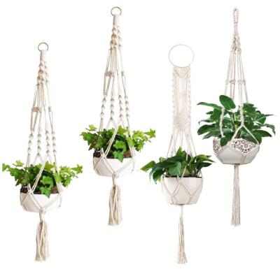 China 4 Pack Modern Macrame Plant Hangers with Hooks Crochet Plant Hangers Hanging Planter Rack Flower Pots Boho Wall Art Decor for sale