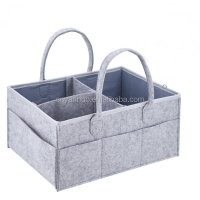 China PACKING BAG New Design Baby Shower Favor Basket Baby Carriage Portable Organizer Felt Diaper Bag for sale