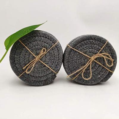 China Sustainable Coasters For Drinks , Round Braided Coaster , Woven Insulation Seat Mats For Baking And Kitchen for sale