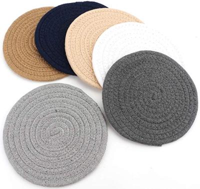 China Sustainable Pure Cotton Coasters Set Handmade Bar Coasters With Gift Ribbon Wrapping , Warm Pads Absorbent Drink Coaters Protect Furniture Gift for sale