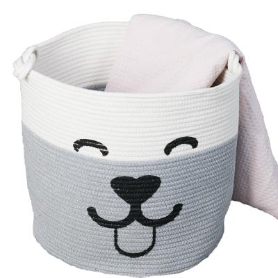 China Viable Woven Living Room Organizer Bins Pet Toy Basket Storage Cotton Rope Laundry Hamper Cover Storage Bins for sale