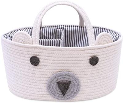 China PACK BAG Design Baby Diaper Caddy Animal Organizer Bag with Divider Custom Nursery Cotton Rope Storage Basket for Car Organizer for sale