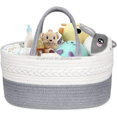 China PACKING BAG Amazon Baby Diaper Cart Organizer Bag Portabel Cotton Rope Nursery Cart Storage Bin For Car Organizer And Changing Tabel for sale