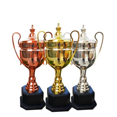 China Folk Art Metal Trophy Big Cricket Basketball Badminton Golf Baseball Trophy Gold Plated Award for sale