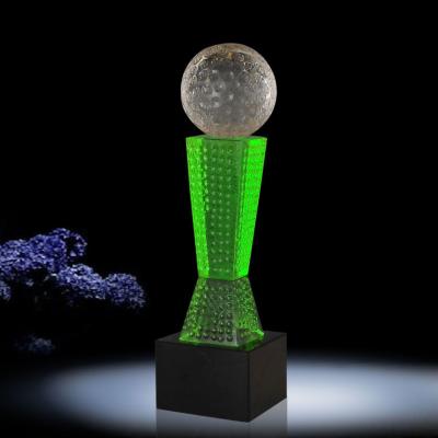 China Folk YELLOW Souvenir Crystal Plaque Crystal Award Art Award Trophy Sport Golf Fishing Tennis Crystal Trophy for sale