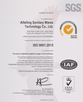 ISO9001 - Aifeiling Sanitary Wares Technology Group Co., Ltd.