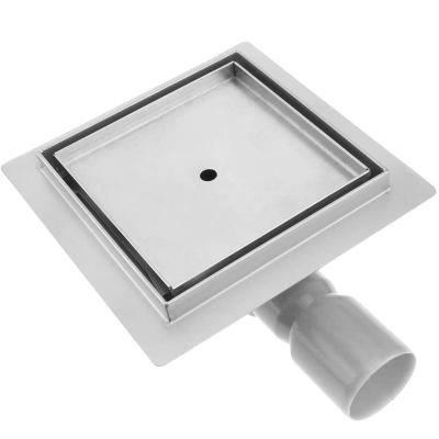 China Modern 15x15cm 304 Stainless Steel Bathroom Tile Insert Floor Shower Drain Anti-blocking Hidden Strainer Cover Square Channel for sale