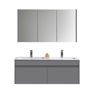 China 48 Inch Modern Commercial Beyond Hotel Washroom Double Basin MDF Cabinet Bathroom Vanity for sale