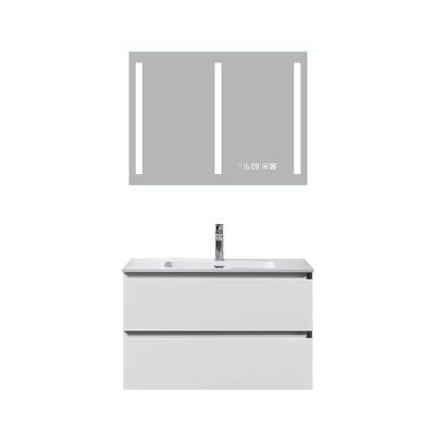 China Modern Luxurious American Eno 800mm 32 Inch Floating White Wall Mounted MDF Bathroom Furniture Vanity Cabinet for sale