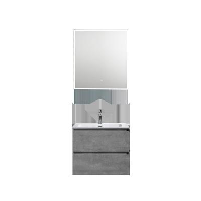 China Modern Eno 600mm 24 Inch Contemporary Wall Mount Bath Melamine Double Drawer Hotel Vanity Bathroom Cabinets for sale