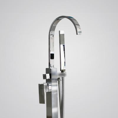 China Floor Stand Faucets Bath Shower Mixer Tap Floor Free Standing Tub Faucets for sale