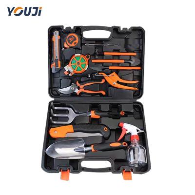 China Portable Multifunctional Garden Tool Set 14 pcs Cast aluminum Heavy Duty Flower Gardening for Hand Tool Kit Plant Tool Set for sale