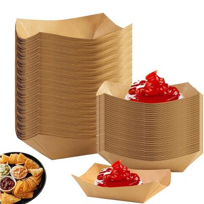 China Recycled Materials Eco Friendly Food Grade Packaging Disposable Custom Print Brown Kraft Paper Tray for Food for sale