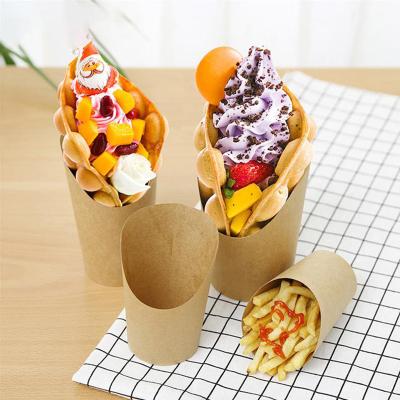 China Recycled Materials Disposable Paper Candy Popcorn Boxes Snack Holder French fries Cone Boxes Kraft Paper Pop Corn Snacks Food Tubs for sale