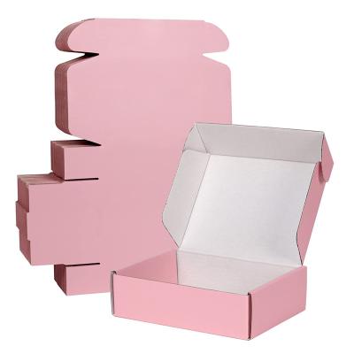 China Eco Friendly Recycled Materials Custom Corrugated Cardboard Kraft Paper Pink Ad Box For Clothing Shoe Packaging Box for sale