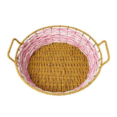 China Colorful Sundries Gift Basket Shallow Fruit Basket With Handle for sale