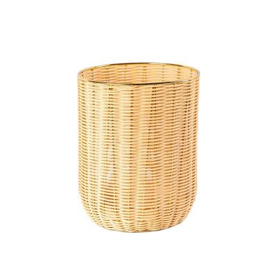 China Gold Cylindrical Lined Plastic Sundries Sundries Baskets For Home Decoration for sale