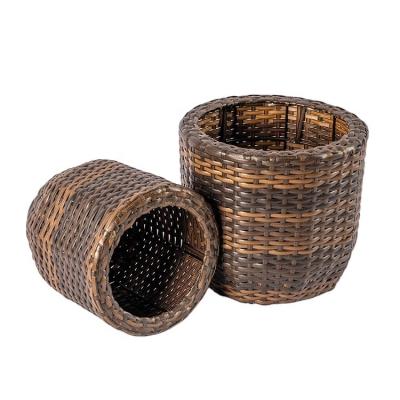 China Country PE Plastic Rattan Flower Basket Flowerpot for Home Decor for sale