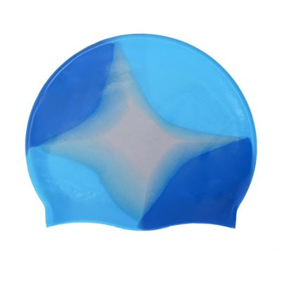 China Mixed-color Swim Cap Silicone Long Hair Waterproof Multi Color Non Slip Swim Cap Swim Caps For Women Men for sale