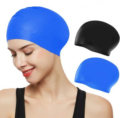 China Durable/comfortable silicone long hair swim caps are flexible enough suitable for all sizes including lady, men, kids woman especially with long hair for sale