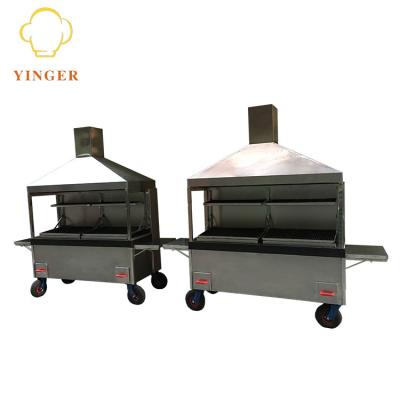 China Brazilian Adjustable Height Rotisserie / Grill Cart With Hood / Grill House for sale