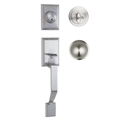 China Various Entrance Finishes Satin Nickel Stainless Steel Knob and Lever Handle Brass Zinc Alloy Door Lock for sale