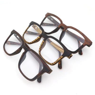 China For Reading Glass Replaceable Clear Glass Handmade Prescription Reading Glasses Wooden Frame for sale