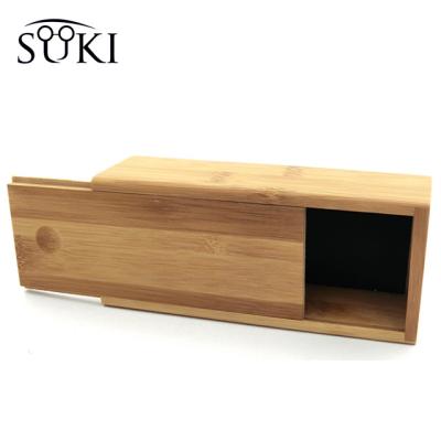 China Custom bamboo sunglasses case/wooden square eyewear logo eyewear case for sale