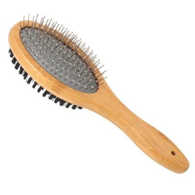 China Viable Bamboo Massage Brush Cat Dog Hair Remover Comb Pet Cleaning Brush Bamboo Wooden Grooming Tool for sale