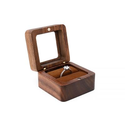 China Wholesale Customized Logo Velvet Jewelry Earring Packaging Box Walnut Wooden Jewelry Storage Boxes Jewelry Box Wedding Engagement Ring Box Eco-friendly by Ring Earring for sale